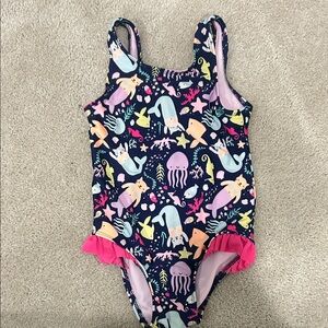 Cat & Jack Navy Kids Swim One Piece with Sea Creatures 4T